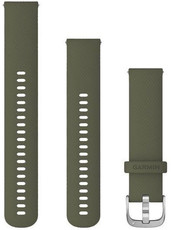 Garmin Quick Release Armband 20mm, Silikon, grün, silberne Schnalle (Venu, Venu Sq, Venu 2 plus, etc.) + Verlängerungsstück