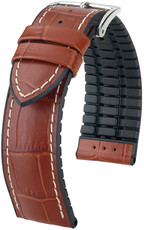 Braunes Armband Hirsch George L 0925128070-2 (Kalbsleder / Naturkautschuk)