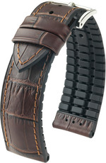 Dunkelbraunes Armband Hirsch Paul L 0925028010-2 (Kalbsleder / Naturkautschuk)