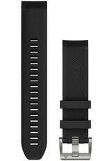 Garmin QuickFit Armband 22mm, Silikon, schwarz, silberne Schnalle (Fenix 7/6/5, Epix 2, MARQ, etc.)