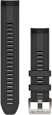 Garmin Quickfit 22mm Armband, Silikon, schwarz, silberne Schnalle (MARQ)