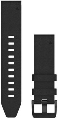 Garmin QuickFit Armband 22mm, Leder, schwarz, schwarze Schnalle (Fenix 7/6/5, Epix 2, etc.)