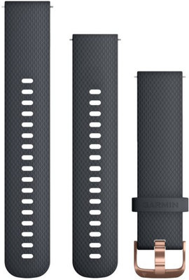 Garmin Quick Release Armband 20mm, Silikon, graphitblau, rosegoldene Schließe (Venu, Venu Sq, Venu 2 plus, etc.) + Verlängerungsstück