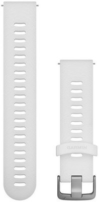 Garmin Quick Release Armband 20mm, Silikon, weiß, silberne Schnalle (Venu, Venu Sq, Venu 2 plus, etc.)