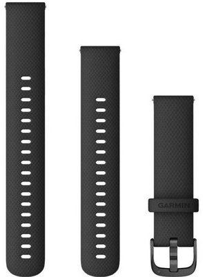 Garmin Quick Release 18mm Armband, Silikon, schwarz, schwarze Schnalle (Venu 2S, Vívoactive 4S, Vívomove 3S) + Verlängerung