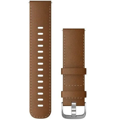 Garmin Quick Release Strap 22mm, Leder, braun, silberne Schnalle (Venu, Forerunner 255, Vívoactive 4, etc.)