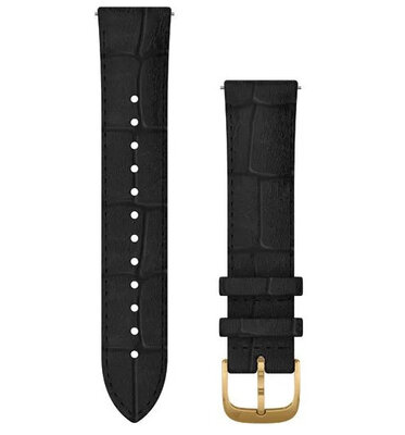 Garmin Quick Release Strap 20mm, Leder, schwarz, goldene Schnalle (Venu, Venu Sq, Venu 2 plus, etc.)