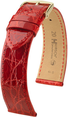 Rotes Lederband Hirsch Genuine Croco L 18920820-1 (Krokodilleder) Hirsch Auswahl