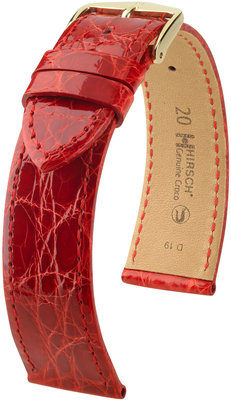 Rotes Lederband Hirsch Genuine Croco M 18900820-1 (Krokodilleder) Hirsch Auswahl