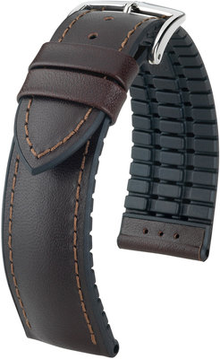 Dunkelbraunes Armband Hirsch James L 0925002010-2 (Kalbsleder / Naturkautschuk)