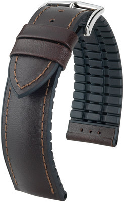 Dunkelbraunes Armband Hirsch James M 0925002110-2 (Kalbsleder / Naturkautschuk)