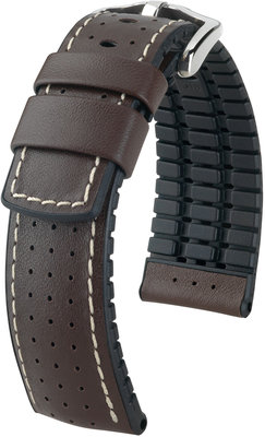 Dunkelbraunes Armband Hirsch Tiger L 0915075010-2 (Kalbsleder / Naturkautschuk)