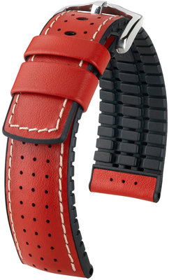 Rotes Armband Hirsch Tiger L 0915075020-2 (Kalbsleder / Naturkautschuk)