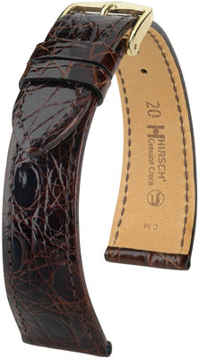 Dunkelbraunes Lederband Hirsch Genuine Croco L 18920810-1 (Krokodilleder)