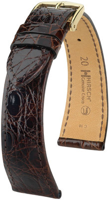 Dunkelbraunes Lederband Hirsch Genuine Croco M 18800810OE-1 (Krokodilleder) Open End