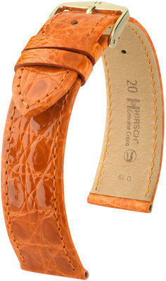 Dunkelorangefarbenes Lederband Hirsch Genuine Croco M 18900876-1 (Krokodilleder) Hirsch selection