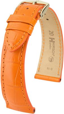 Orangefarbenes Lederband Hirsch London L 04307076-1 (Alligatorleder) Hirsch selection