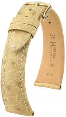 Beige Lederband Hirsch Massai Ostrich M 04262190-1 (Straußenleder) Hirsch Selection