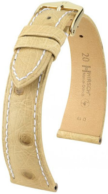 Beige Lederband Hirsch Massai Ostrich M 04262191-1 (Straußenleder) Hirsch Selection