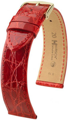 Rotes Lederband Hirsch Genuine Croco L 01808020-1 (Krokodilleder) Hirsch Selection