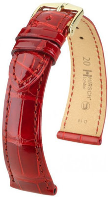 Rotes Lederband Hirsch London L 04207020-1 (Alligatorleder) Hirsch Selection