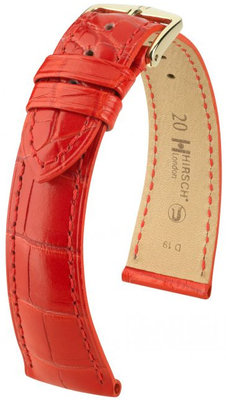 Rotes Lederband Hirsch London L 04207029-1 (Alligatorleder) Hirsch Selection