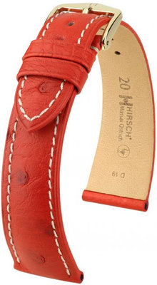 Rotes Lederband Hirsch Massai Ostrich L 04262021-1 (Straußenleder) Hirsch Selection