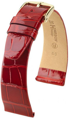 Rotes Lederband Hirsch Prestige L 02207020-1 (Alligatorleder) Hirsch Selection