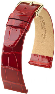 Rotes Lederband Hirsch Prestige M 02307120-1 (Alligatorleder) Hirsch Selection