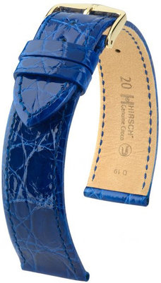 Blaues Lederband Hirsch Genuine Croco M 01808185-1 (Krokodilleder) Hirsch Selection