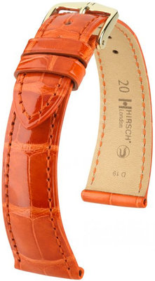 Orangefarbenes Lederband Hirsch London L 04207077-1 (Alligatorleder) Hirsch Selection