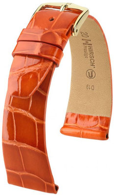 Orangefarbenes Lederband Hirsch Prestige L 02207077-1 (Alligatorleder) Hirsch Selection