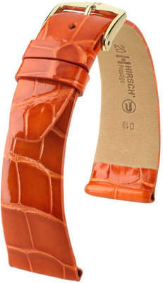 Orangefarbenes Lederband Hirsch Prestige M 02307177-1 (Alligatorleder) Hirsch Selection