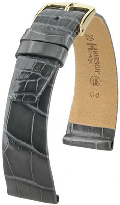 Graues Lederband Hirsch Prestige L 02207030-1 (Alligatorleder) Hirsch Selection