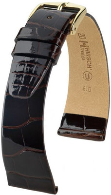 Dunkelbraunes Lederband Hirsch Prestige L 02207010-1 (Alligatorleder) Hirsch Selection