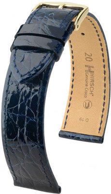 Dunkelblaues Lederband Hirsch Genuine Croco L 01808080-1 (Krokodilleder) Hirsch Selection