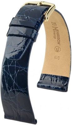 Dunkelblaues Lederband Hirsch Prestige L 02208080-1 (Krokodilleder) Hirsch Selection