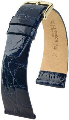 Dunkelblaues Lederband Hirsch Prestige M 02208180-1 (Krokodilleder) Hirsch Selection