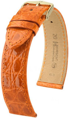 Dunkelorangefarbenes Lederband Hirsch Genuine Croco M 01808176-1 (Krokodilleder) Hirsch Selection