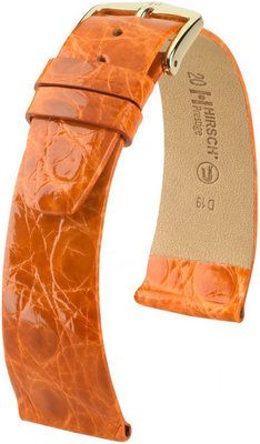 Dunkelorangefarbenes Lederband Hirsch Prestige L 02208076-1 (Krokodilleder) Hirsch Selection