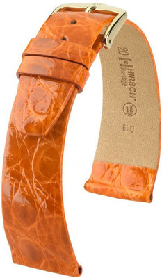 Dunkelorangefarbenes Lederband Hirsch Prestige M 02208176-1 (Krokodilleder) Hirsch Selection