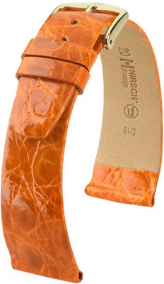 Dunkelorangefarbenes Lederband Hirsch Prestige M 02308176-1 (Krokodilleder) Hirsch Selection