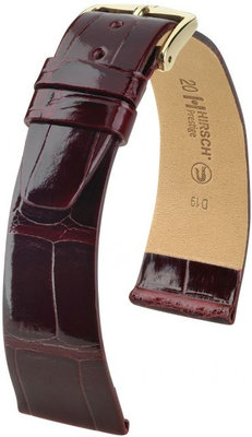 Burgunderfarbenes Lederband Hirsch Prestige L 02207060-1 (Alligatorleder) Hirsch Selection