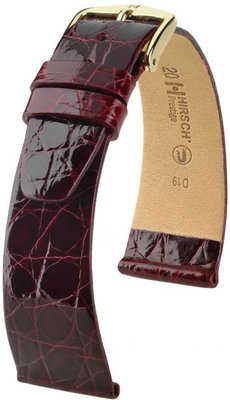 Burgunderfarbenes Lederband Hirsch Prestige M 02208160-1 (Krokodilleder) Hirsch Selection