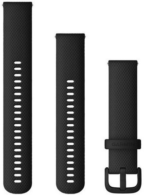 Garmin Quick Release Armband 20mm, Silikon, schwarz, schwarze Schnalle (Venu, Venu Sq, Venu 2 plus, etc.) + Verlängerungsstück