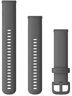 Garmin Quick Release Armband 20mm, Silikon, grau, schwarze Schnalle (Venu, Venu Sq, Venu 2 plus, etc.) + Verlängerungsstück