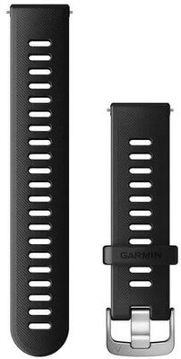 Garmin Quick Release Armband 20mm, Silikon, schwarz, silberne Schnalle (Venu, Venu Sq, Venu 2 plus, etc.)