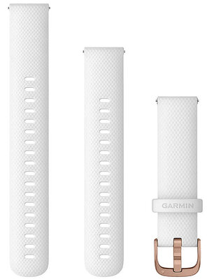 Garmin Schnellwechselarmband 18mm, Silikon, weiß, roségoldene Schnalle (Venu 2S, Vívoactive 4S, Vívomove 3S)