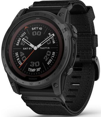 Garmin Tactix 7 PRO Solar Sapphire Black Nylonband (+ Ersatz-Silikonband)