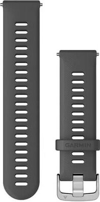 Garmin Quick Release Armband 22mm, Silikon, grau, silberne Schnalle (Venu, Forerunner 255, Vívoactive 4, etc.)